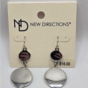 New Directions Silver Tone Drop Earrings 2” NWT
